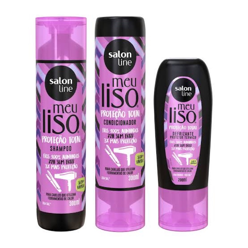 Kit Meu Liso Salon Line Protecao Total Para Quem Usa Secador E Chapinha 3 Produtos Shampoo Condicionador Defrizante Shopee Brasil