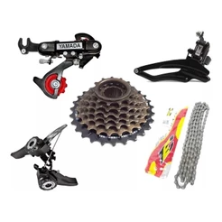 KIT RELAÇÃO BIKE CÂMBIO TRASEIRO DIANT CORRENTE CATRACA 21V