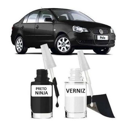 Tinta Tira Risco Automotivo Volkswagen Polo Cor Preto Ninja em Oferta na Shopee