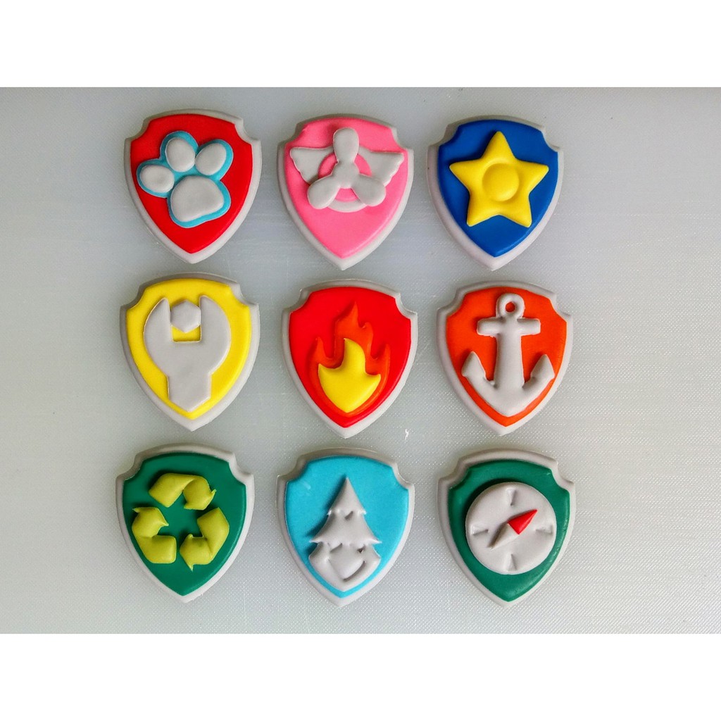 Kit Cortador Pasta Americana Patrulha Canina 9 Escudos 5cm (medidas