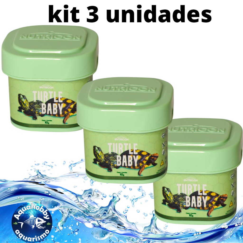 Kit ração para filhotes de tartaruga Turtle Baby 10g Nutricon - 3 unidades