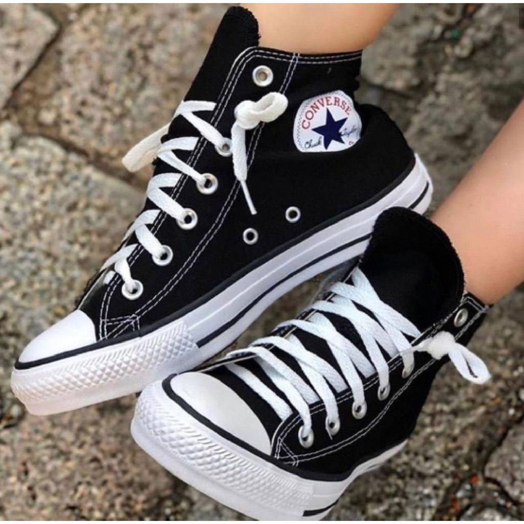 All star hot sale listra preta