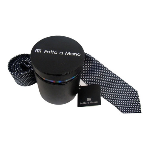 Gravata Fatto A Mano 1200 Fios Azul Escuro + Lata Presente