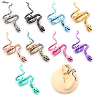 Alisouy 1PC Punk Metal Brass Snake Earing Clips Brincos De Não Perfurados Clip Earrings Punhos Para Mulheres Homens Jóias Corporais Falsas Piercing