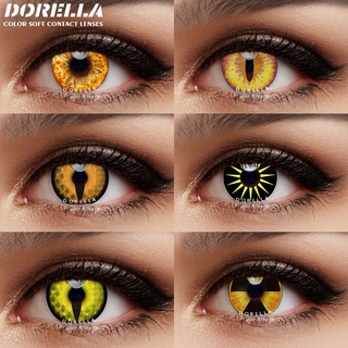 DORELLA 1 Par (2 Pcs) Cosplay Colorido Lentes De Contato Para Animais Olhos De Dinossauro Gato Olho Do Dia Das Bruxas Uso Anual 0.00 Graus