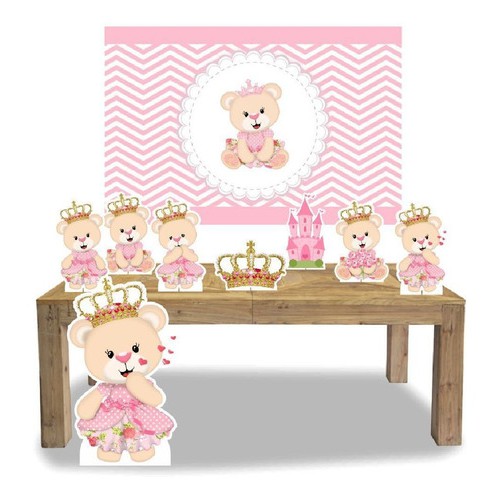 Kit Display Mdf Ursa Princesa Com 08 Pçs + Painel Grande