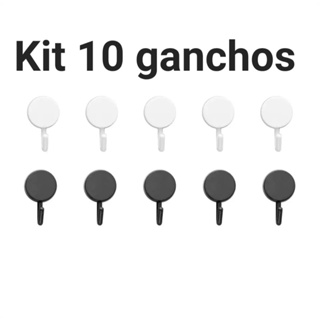 Kit 10 Ganchos Adesivos Organizador Multiuso Plástico Parede em Oferta na Shopee