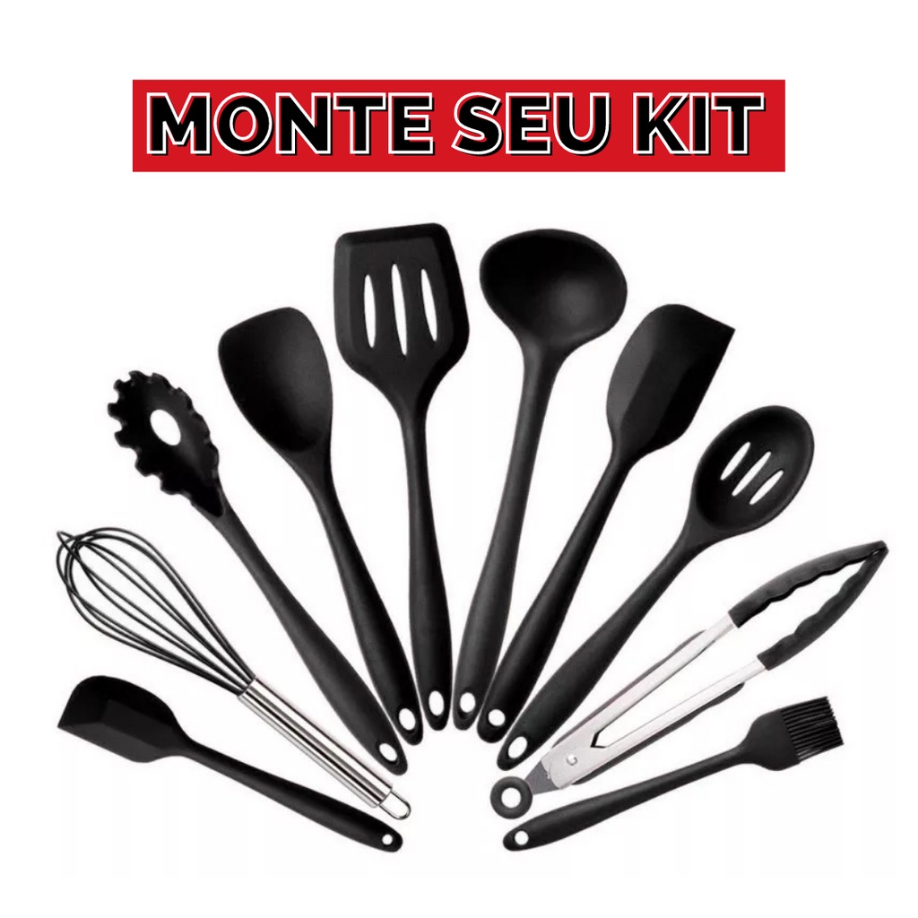 Utensílios De Cozinha De Silicone Premium Preto