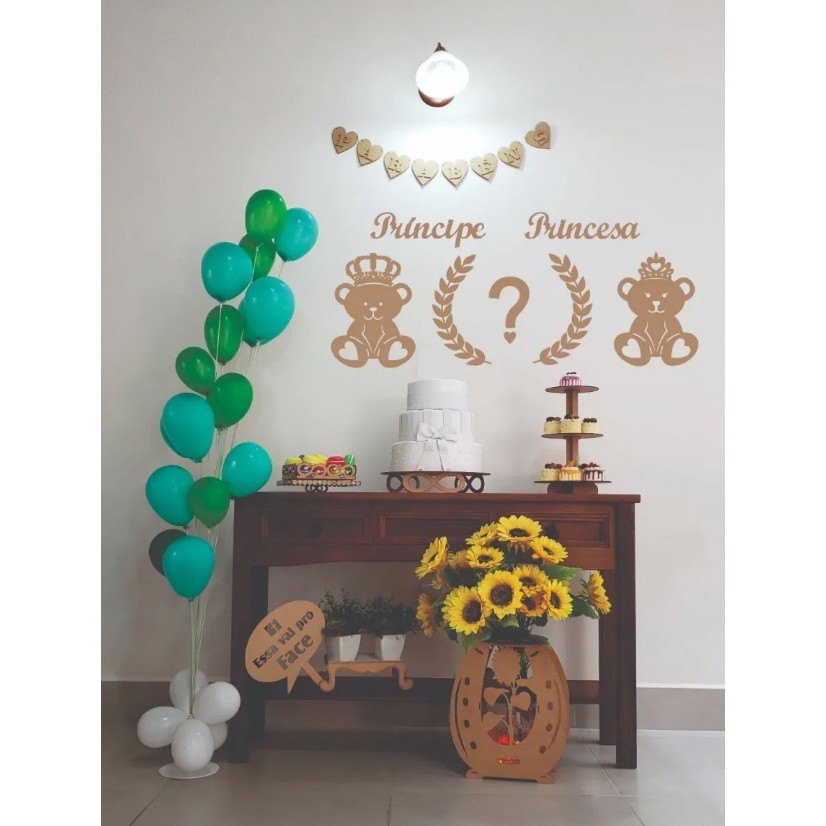 Painel Chá Revelação Mdf Cru Festa Bebe Aplique de Parede