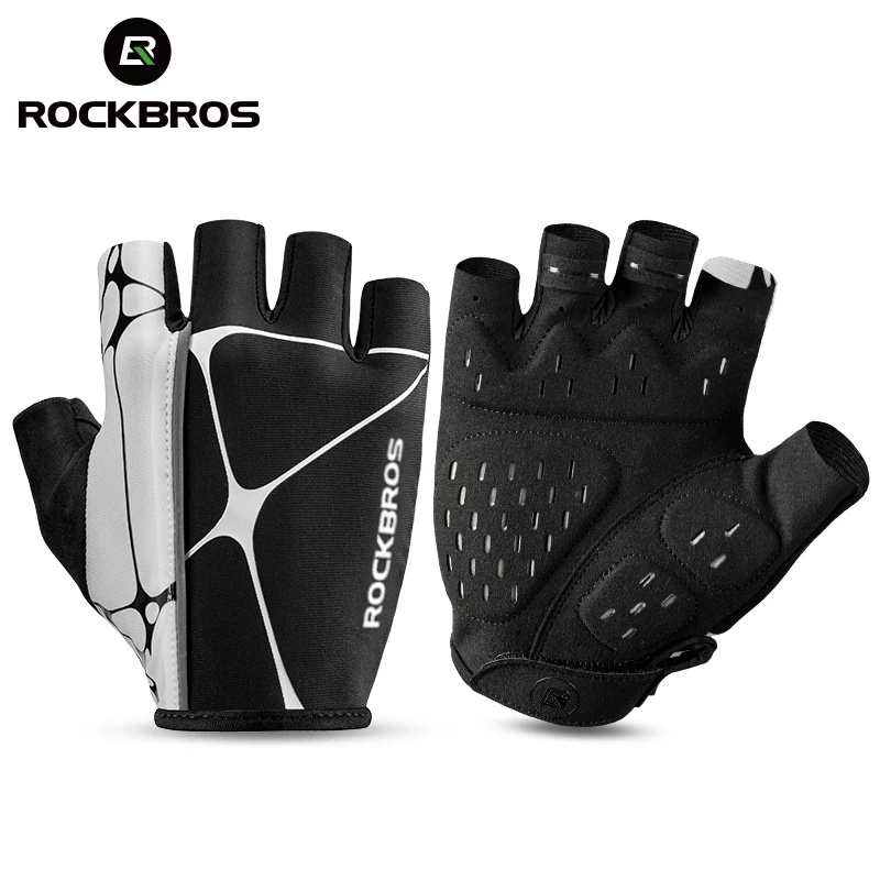 Rockbros Luvas De Ciclismo Meio Dedo Respirável Reflexiva À Prova De Choque em Oferta na Shopee