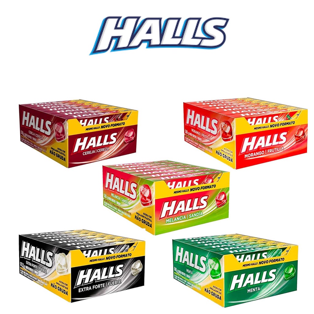 Bala Halls Display Com 21 Unidades Sabores Diversos Caixa