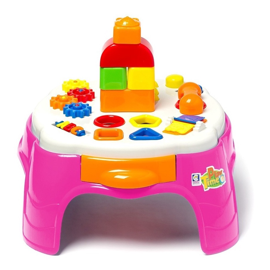 Mesa Atividades e Encaixes Bebe Play Time Rosa Cotiplás em Oferta na Shopee