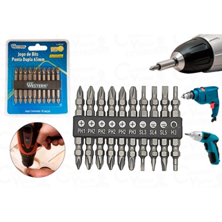 Jogo 10 bits Ponta Dupla  65mm vanádio  Western em Oferta na Shopee
