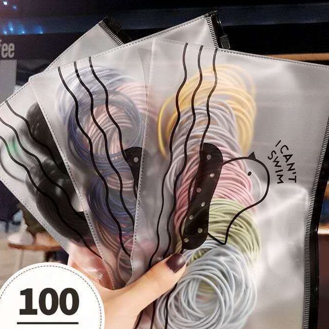 Estoque Pronto Melhor Preço Pacotes De 100 Unidades Versão Coreana Do Laço De Cabelo Fino Simples 2mm Elástico Sem Costu