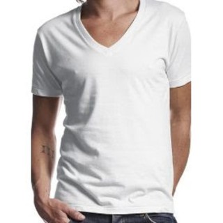 Camisa masculina decote V 100% algodão cor branco - Direto de fábrica