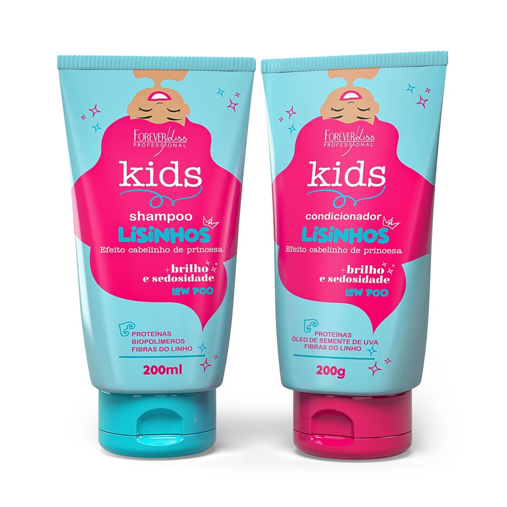 Kit Shampoo e Condicionador Cabelos Lisos Forever Kids