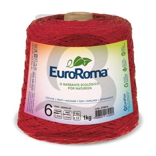 Barbante EuroRoma Colorido N°6 - 1kg Cor 1000 Vermelho
