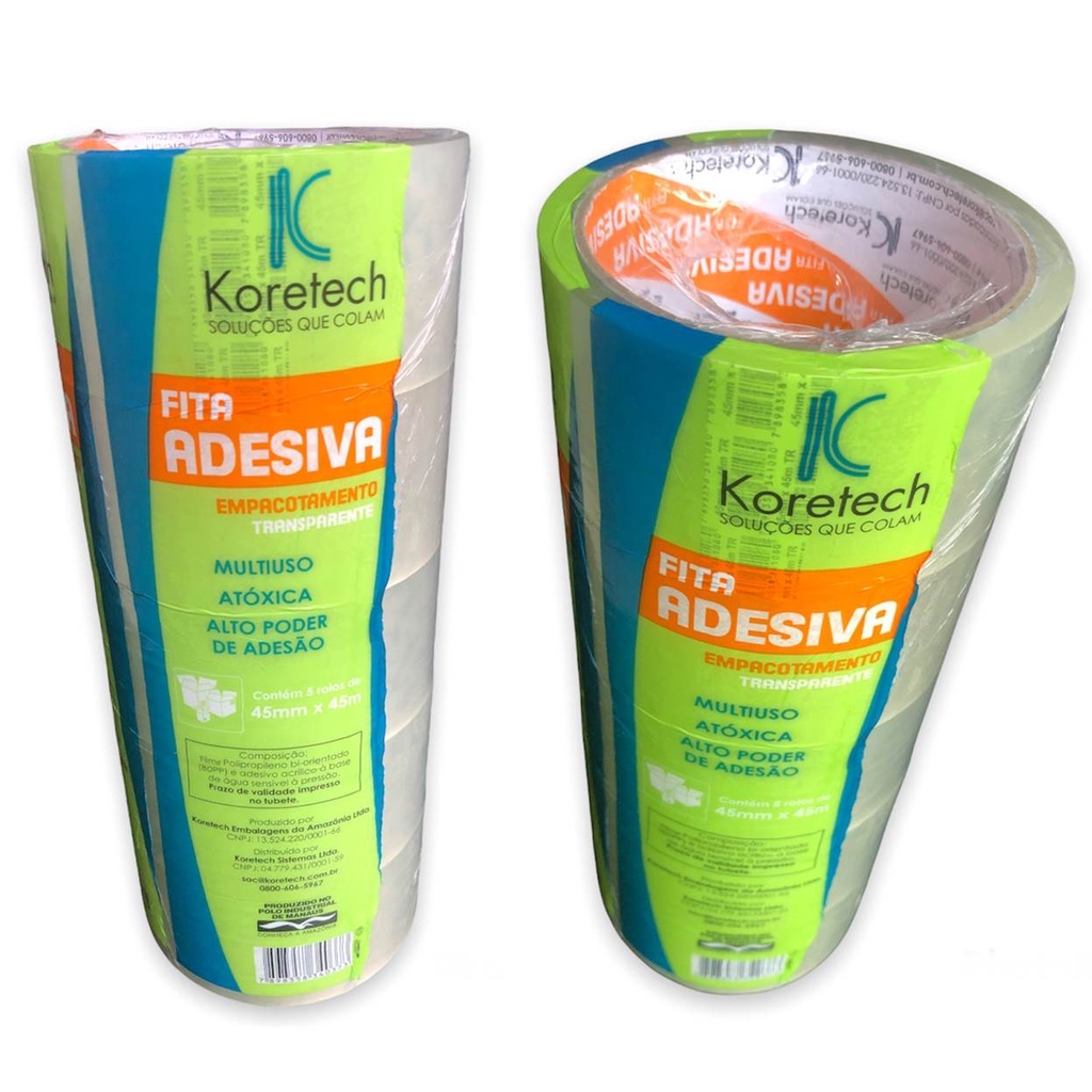 Fita adesiva transparente Larga 45x45 -  Embalar Caixa Resistente - 10 rolos em Oferta na Shopee