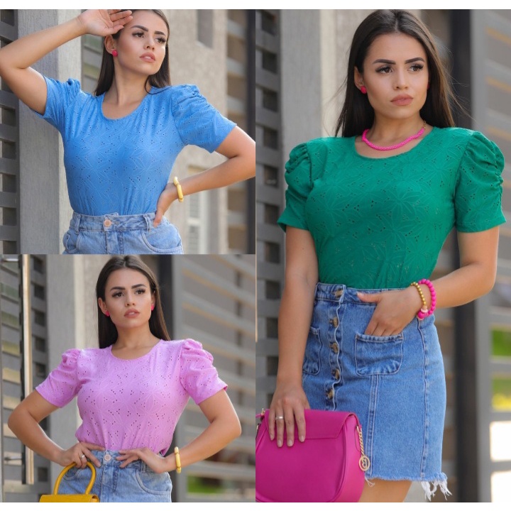 blusa feminina lesie manga curta princesa bufante blogueira linda