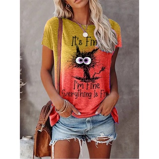 Camiseta Feminina Gola Redonda Camisa Casual 3D Estampada Moda Streetwear
