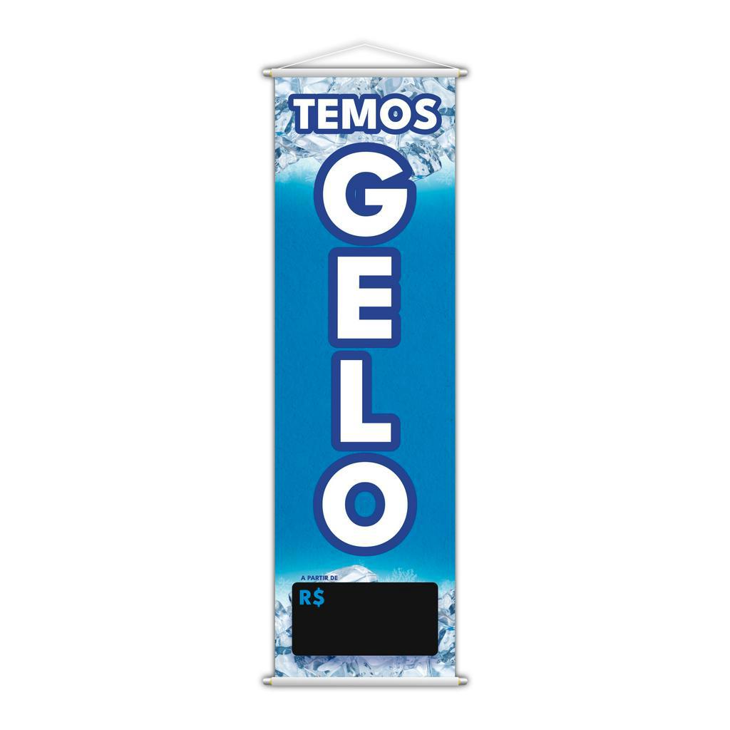 Banner Temos Gelo Preço Fundo Preto Serviço Lona
