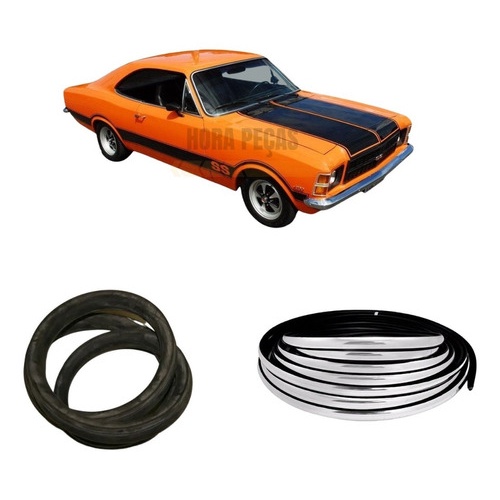 Borracha Vidro Traseiro Opala 2 Ptas + Friso Plastico Coupe