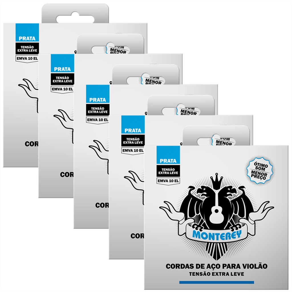 5 Jogos De Cordas Para Violao Aco Solez - Monterey 010 Prata | Shopee ...