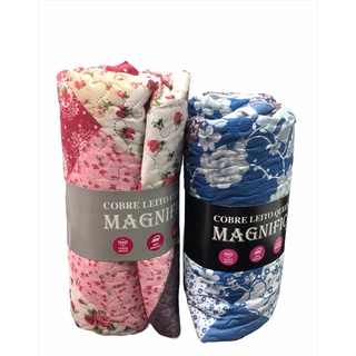 Colcha Cobre Leito Cama Queen Casal 100% Poliéster Com Viés Estampados Avulso
