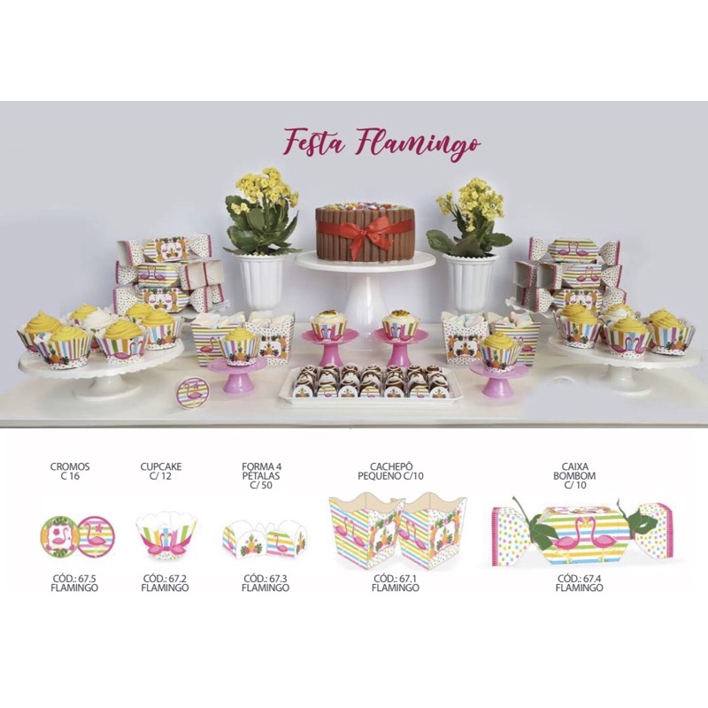 kit festa flamingo completo em Oferta na Shopee