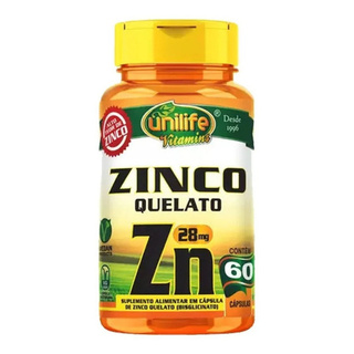 Zinco Quelato Zn Antioxidante 60 Cáps Vegetariana - Unilife