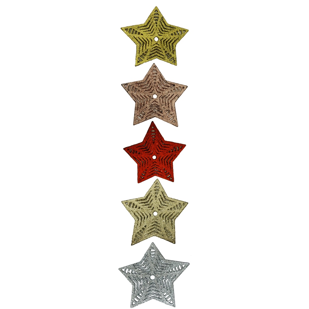 Kit Enfeite De Natal 10 Cm Wincy Com 2 Estrelas Em Glitter Para Árvore De Natal NTA11005