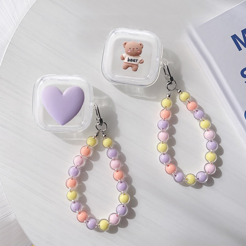 ins Capa Colorida De Fone De Ouvido Para QCY T13/T20/Ailypods/T8/T8S T10/T11 HT03 T17 T18 Desenho Animado Transparente De Silicone Macio Com Caixa Chaveiro