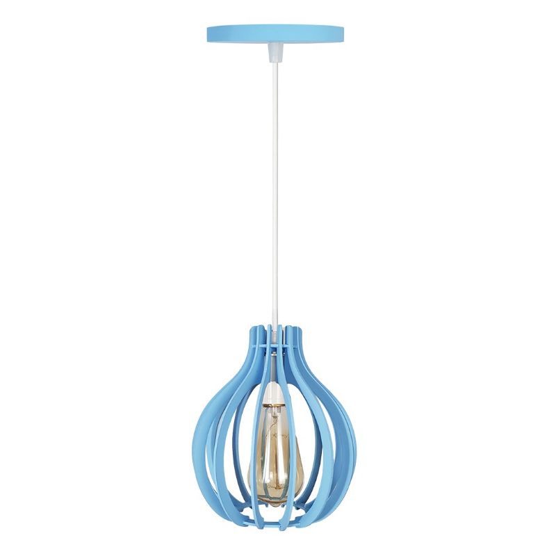 Lustre Luminária Pendente Madeira Azul Bebê Com Regulagem de altura em Oferta na Shopee