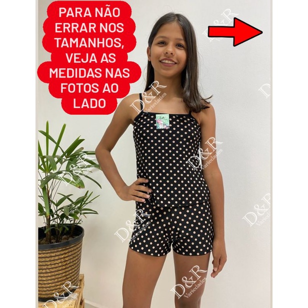 Baby doll/Short Doll pijama infantil de liganete estampada.