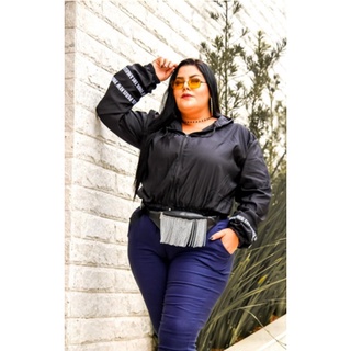 Jaqueta Blusa Corta Vento Plus Size Feminina Com Capuz Veste até 52