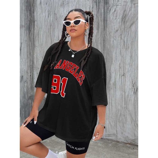 Camiseta  Feminina OVERSIZED LOS ANGELES 91 100% ALGODÃO 30.1 ESPECIAL