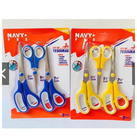 Kit 3 Tesouras Multiuso Multi Funções Cabelo Papel Plástico Borracha Eva, costura e utilidades cozinha Tesoura em Oferta na Shopee