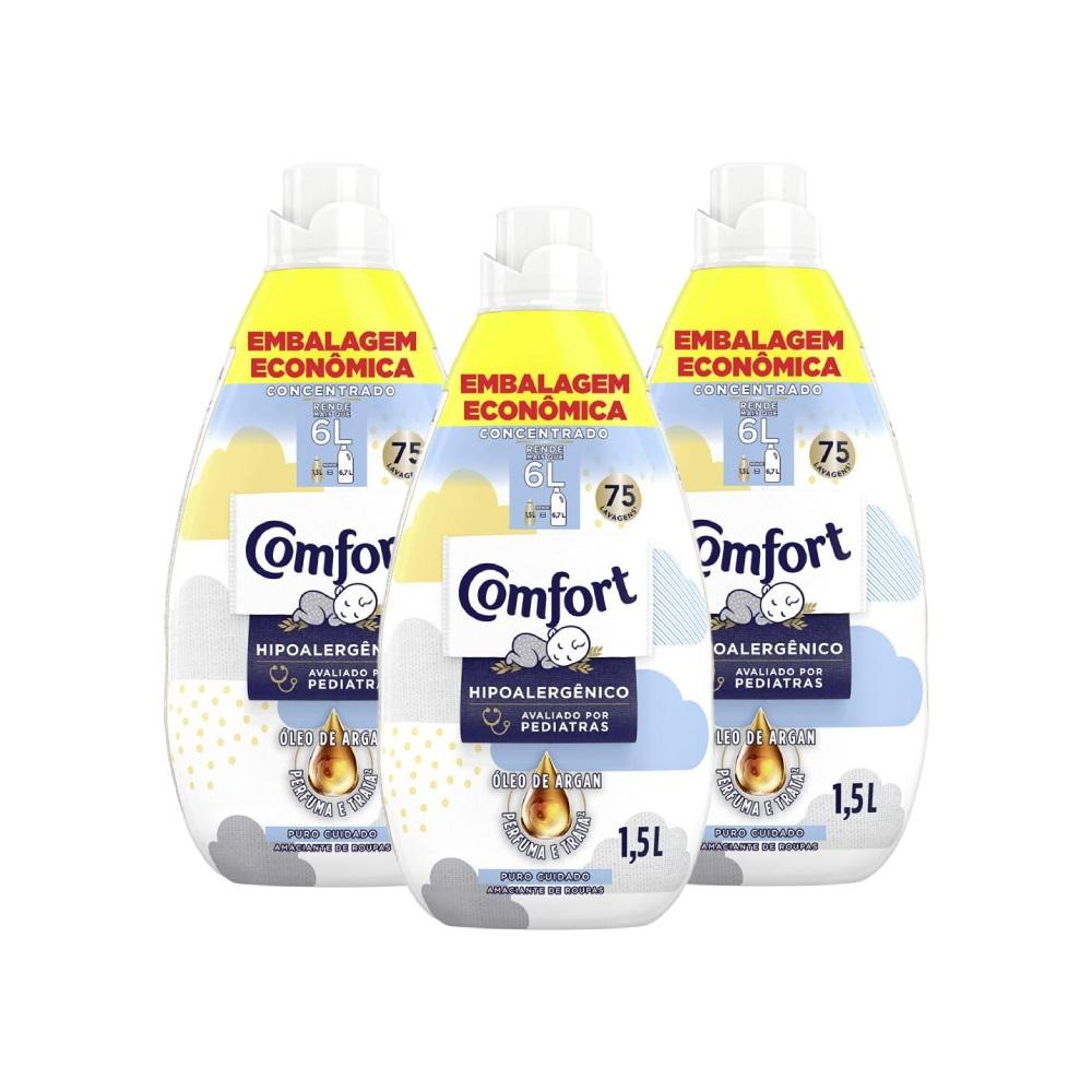 Kit 3 Amaciantes Comfort Concentrado Puro Cuidado Intense com 1,5l - Home & Living
