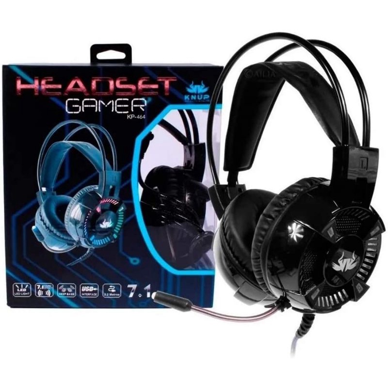 Fone De Ouvido Over Ear Gamer Knup Kp Preto Com Luz Led Shopee Brasil