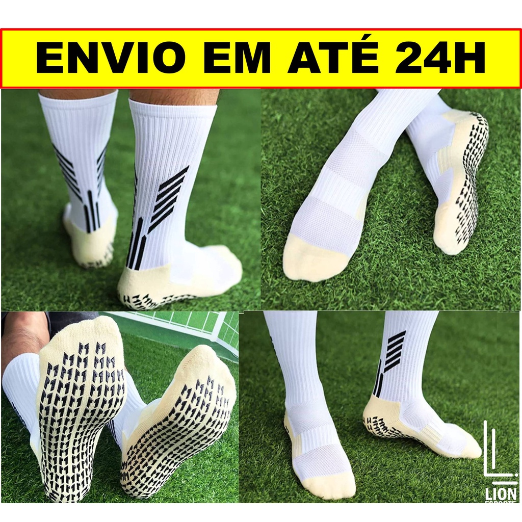 Meia Antiderrapante Compressão Futebol Adulto Tipo Trusox Profissional Crossfit Esportiva Ciclismo Meião Chuteira Barato