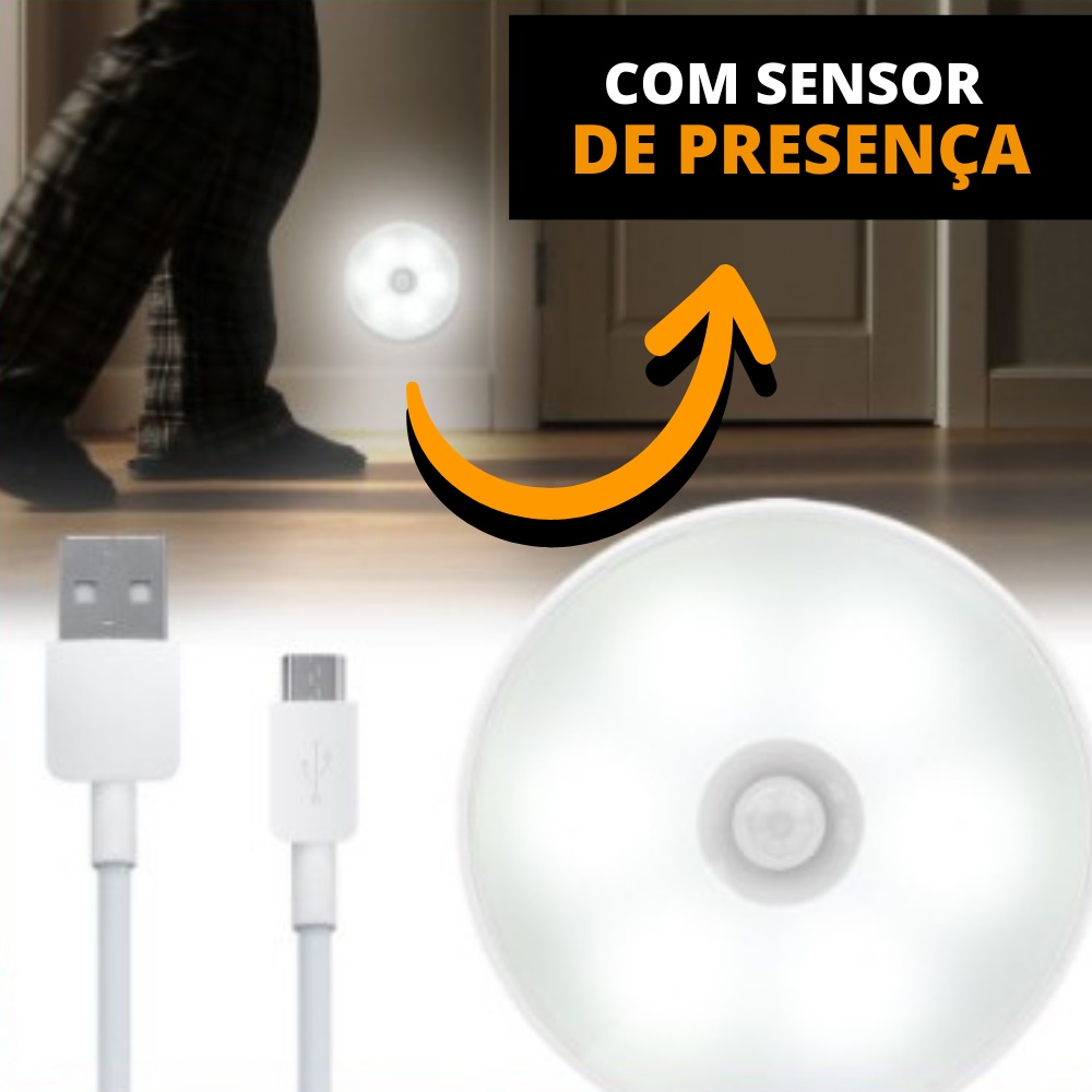 Luminárias Led S/ Fio Com Sensor Presença Usb Recarregável Shopee Brasil