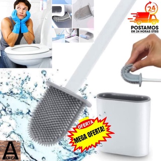Escova Sanitária Lavatina Quadrada Silicone Limpar Vaso Privada Com Adesivo Para Parede Banheiro Toalete