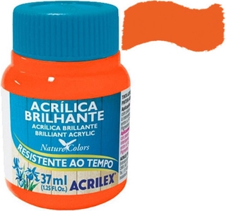 Tinta Acrílica Brilhante Laranja - Tinta acrilica para pintura artesanal - Acrilex - 37ml