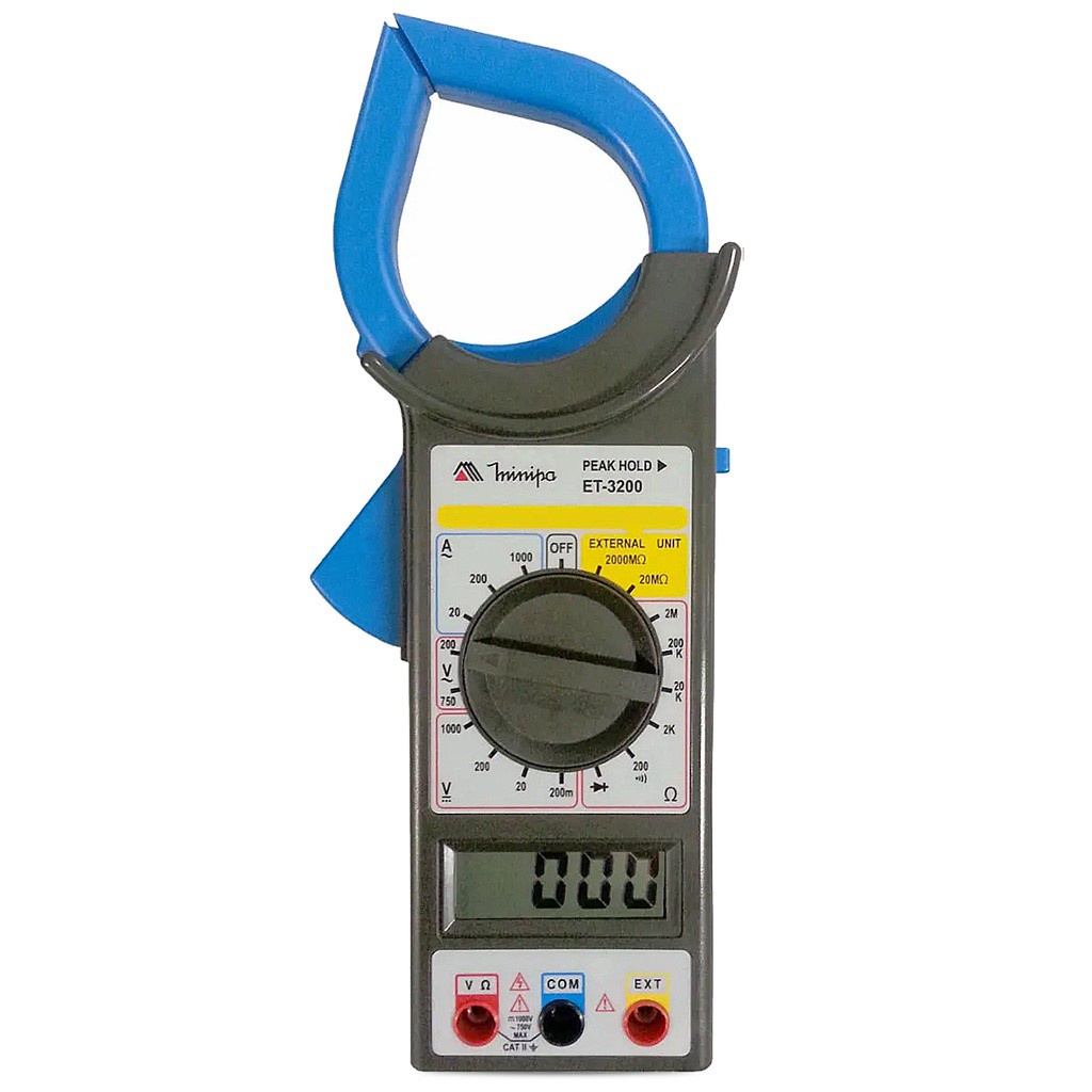 Alicate Amperímetro Digital 1000V ET-3200 1000a Categoria II Azul Minipa em Oferta na Shopee