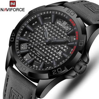 NAVIFORCE Relógio De Pulso Masculino Quartzo Impermeável Casual De Couro