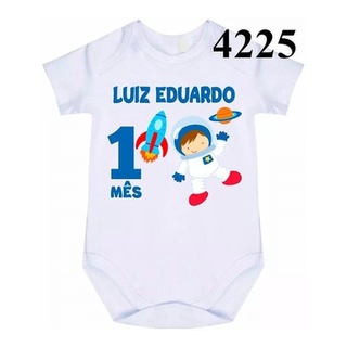 Roupa Body Bebê Mês Aniversário Astronauta C- 4225