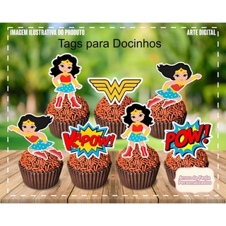 60 Tags Toppers Para Doces Mulher Maravilha Mod.01
