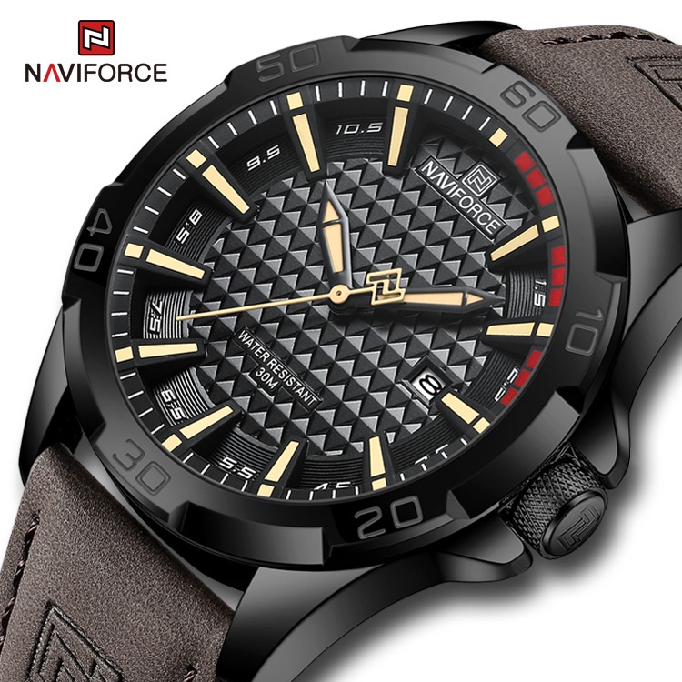 NAVIFORCE 8023 Relógio De Pulso Casual Esportivo Masculino Militar De Quartzo Analógico Com Data De Couro Pulseira - Watches