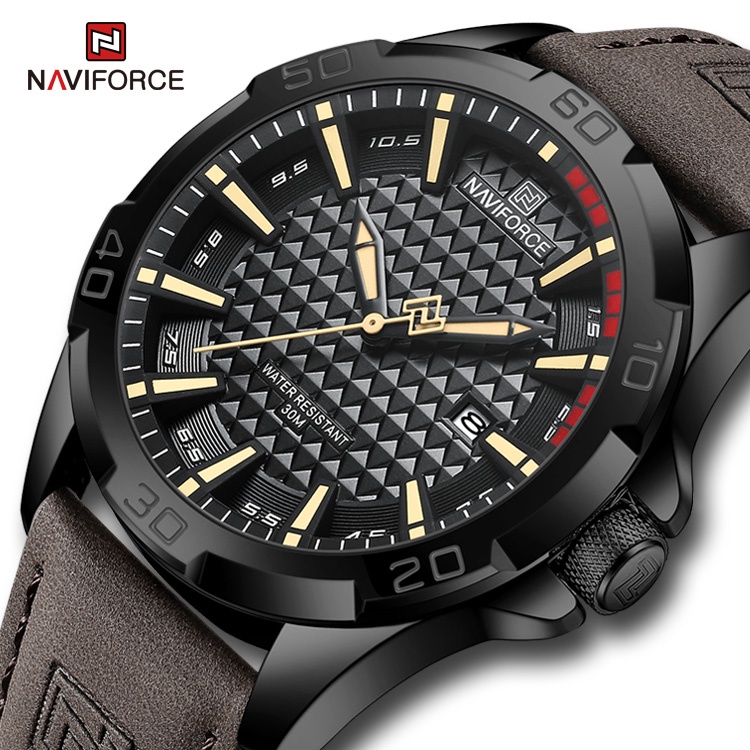 NAVIFORCE 2022 Relógio De Pulso Masculino Casual Militar Com Pulseira De Couro Analógico