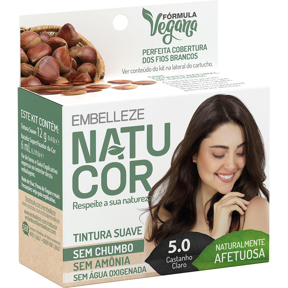 Tinta de cabelo natucor naturalmente afetuosa castanha castanho claro 5.0 kit econômico
